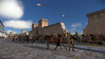 Mounted units charging down the streets in rome total war