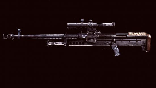 ระยะใกล้ของปืนไรเฟิลซุ่มยิง ZRG 20 มม. ใน Call of Duty Warzone