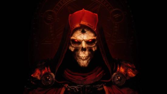 The remastered artwork of the original hooded skeleton for Diablo 2 Resurrected.