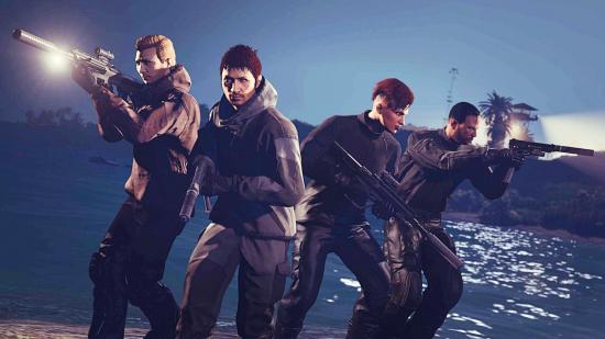 A GTA Online heist crew take on the Cayo Percio heist