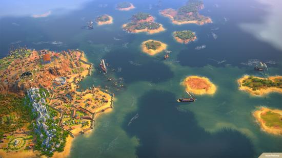 Humankind coastal area with small island