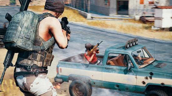 A PUBG player opens fire at a vehicle