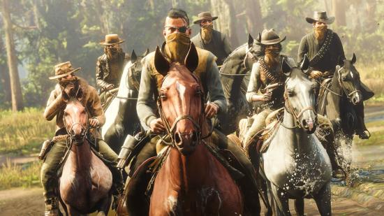 A gang of Red Dead Online outlaws storm the plains