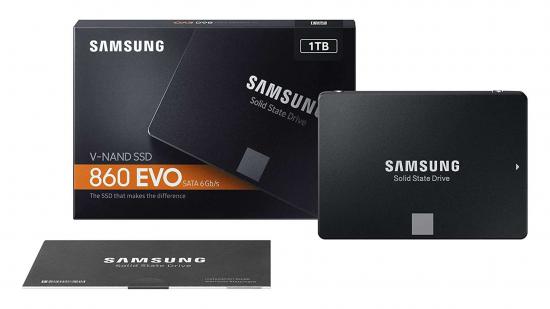 Samsung's black SATA SSD along with its packaging