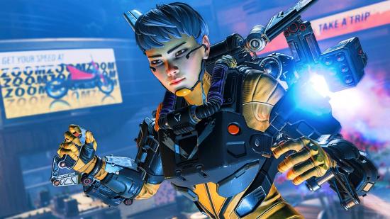 Apex Legends' new character Valkyrie on her jetpack