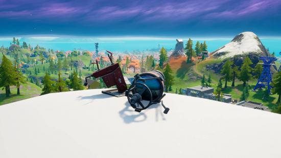 One of five Fortnite broken telescopes. It's on a mountain near Retail Row.
