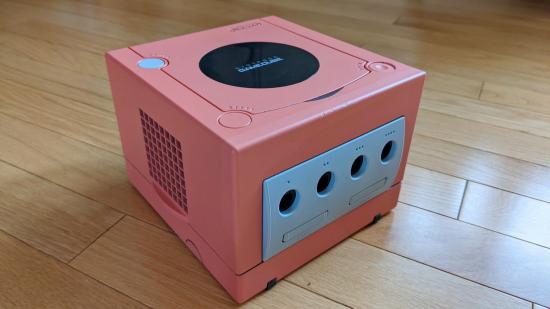 A pink gamecube case