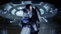 Liara and Femshep romance scene in Mass Effect Legendary Edition