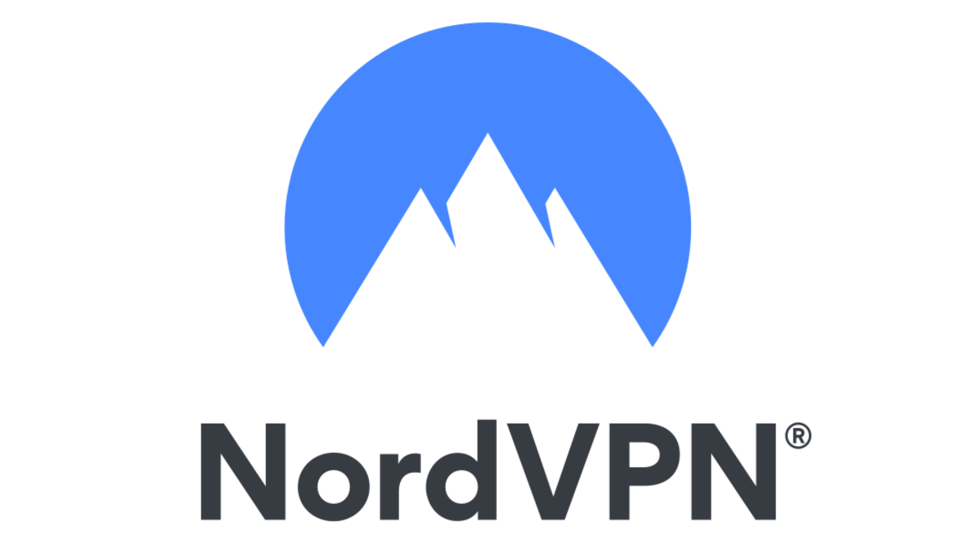 The best VPN for gaming: NordVPN's blue mountain logo pops against a white background