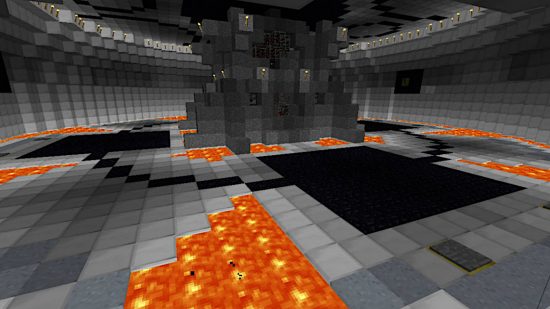 Best Minecraft maps - a room filled with lava and obsidian blocks in the It's Better Together map.
