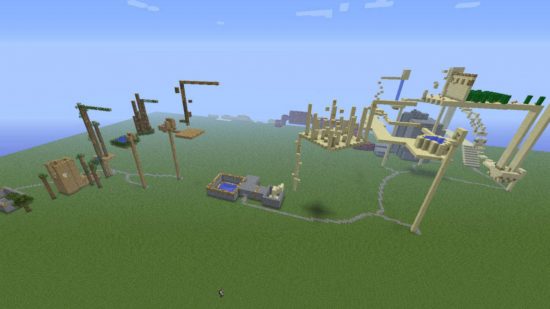 Best Minecraft maps - a landscape view of the death-defying obstacle course in the Last Jump Hero map
