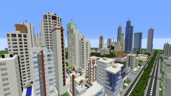 Najlepsze mapy Minecraft - wiele mieszkań i drapaczy drapaczy w Sun City