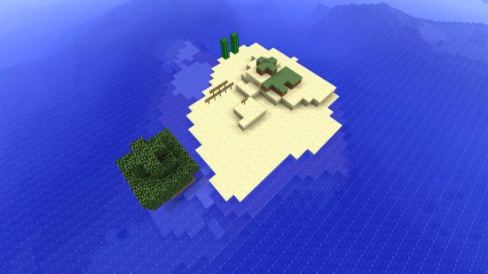 Best Minecraft maps - a deserted island with a small fence in the Survival Island map.