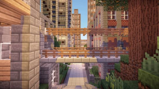 بهترین نقشه های Minecraft - بسیاری از آپارتمان ها و پل های مرتفع در شهر Vertoak