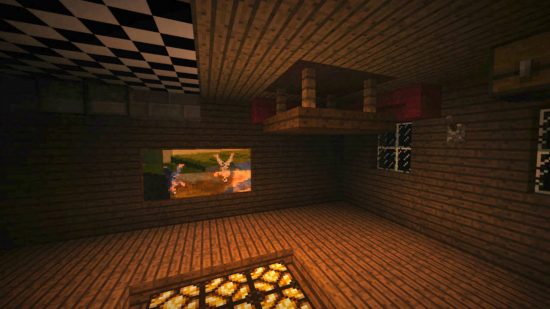 Best Minecraft maps - a dimly lit, upside down room in the Wandering map.
