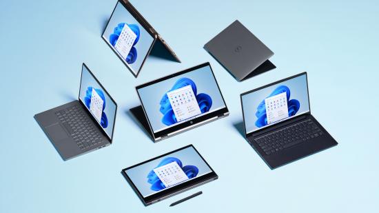A bunch of laptops run Windows 11 in tandem