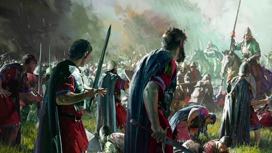 Romans look at their foes in battle in Old World