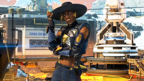 Seer touching his blue hat after shooting an enemy in Apex Legends Season 10