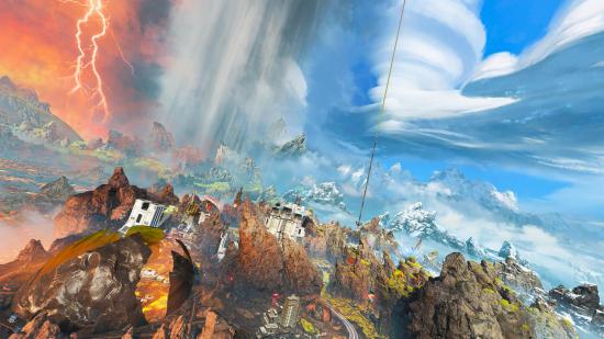 An image of Apex Legends' new World's Edge, complete with blue skies