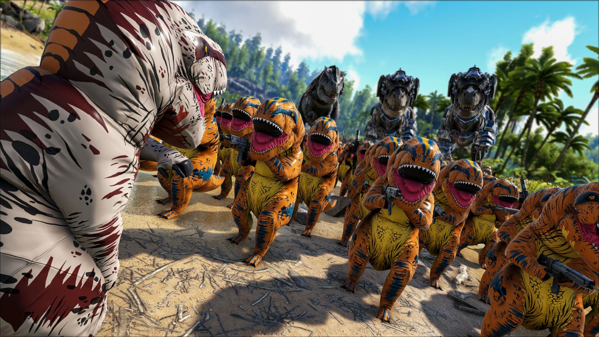 Ark Survival Evolved Now Has Inflatable Dinosaur Costumes Pcgamesn