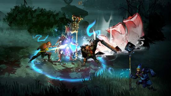 A warrior, mage, and assassin work together to fight evil cultists in Blightbound