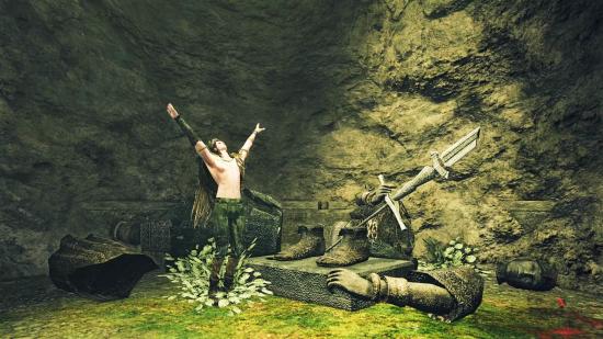 Dark Souls 2 content creator Ymfah takes a moment to praise the sun during his No Talk run