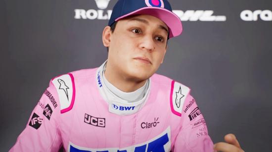 Press conference scene from F1 2021's Braking Point story mode