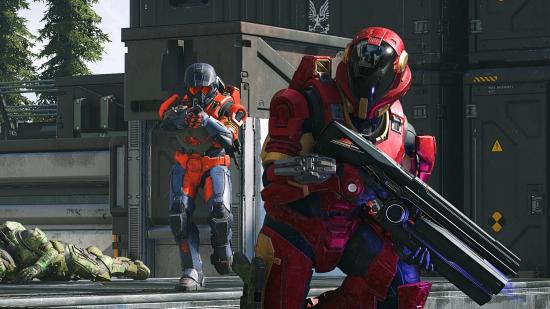 Two Halo Infinite players playing a multiplayer match