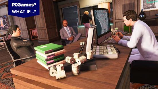 Scene of a business meeting in GTA 5 - What if games cost twice as much?