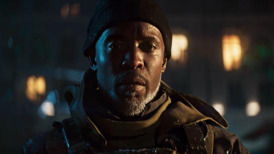 Michael K. Williams is seen close up in the Battlefield 2042 short film Exodus.