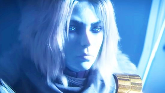 Destiny 2 Steam count surges ahead of Lightfall launch date: A woman with pale skin and light hair stares sullenly in the Bungie FPS game Destiny 2