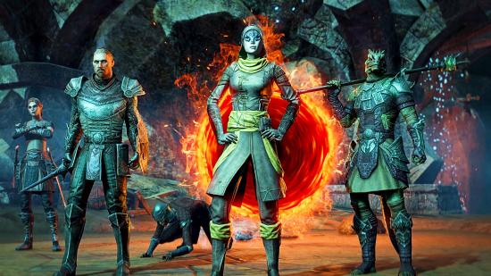 A squad of ESO players taking on the ESO Gates of Oblivion DLC