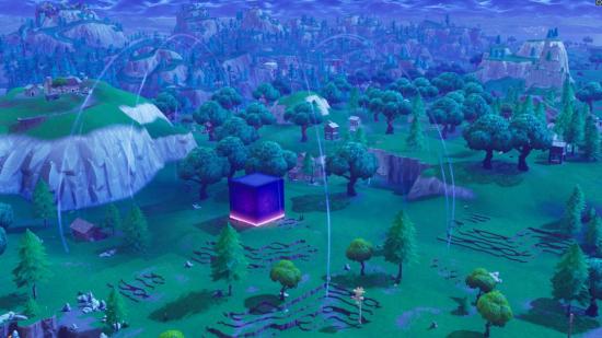 Kevin the Cube, in one of his earliest Fortnite appearances