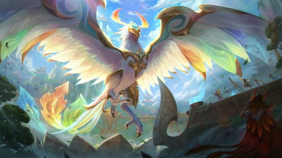 A shot of League of Legends champion Anivia in their Divine Phoenix skin