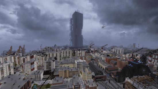 This is Half-Life 2's City 17, rebuilt entirely in Minecraft
