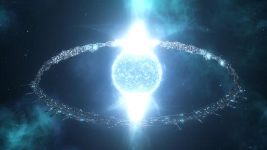 A ringworld wrapped around a star in grand strategy game stellaris