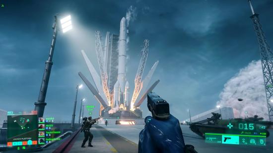 A rocket on a launchpad in Battlefield 2042