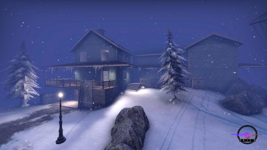 A snowy building and yard in CSGO fan map Exile