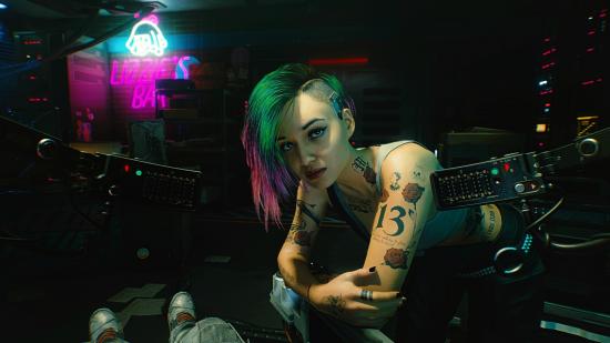 Cyberpunk 2077's Judy stares at the player