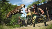 A leopard attacks a mercenary in Far Cry 3
