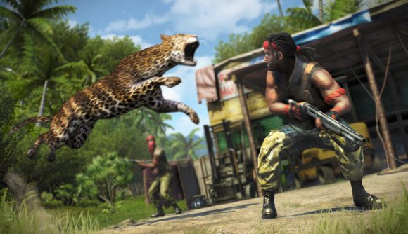 A leopard attacks a mercenary in Far Cry 3