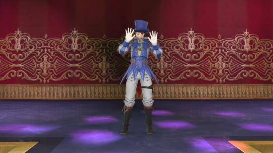 A Final Fantasy XIV character makes use of the new pantomime emote