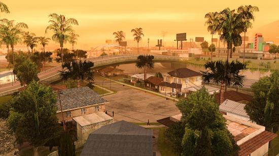 A shot of Grand Theft Auto: San Andreas' Grove Street