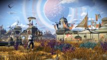 A settlement in No Man's Sky's new Frontiers update