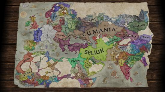 A zoomed out shot of CK3's political map