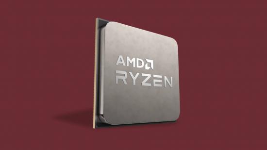 AMD Ryzen processor on red backdrop