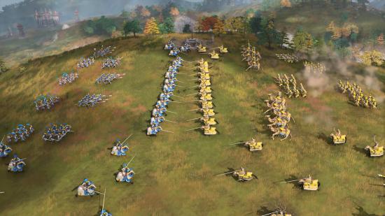 Две възраст на армиите на империи IV се подреждат за битка