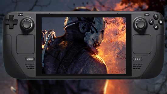 Art of The Trapper from Dead by Daylight on the screen of a Steam Deck.
