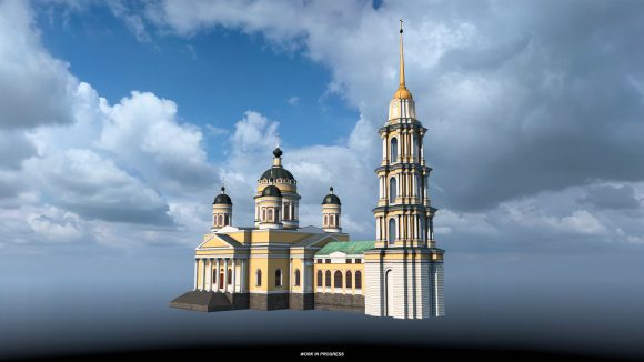 The Transfiguration Cathedral in Rybinsk, as depicted in Euro Truck Simulator 2