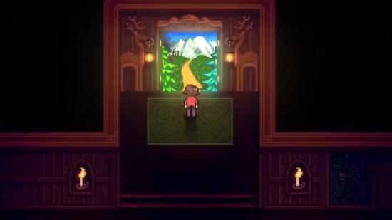 Staring into a portal in Haunted Chocolatier, the next game from the creator of Stardew Valley